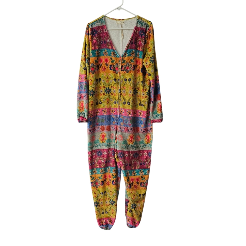 Natural Life Onsie Pajamas Fleece Women's Medium Floral Boho Loungewear